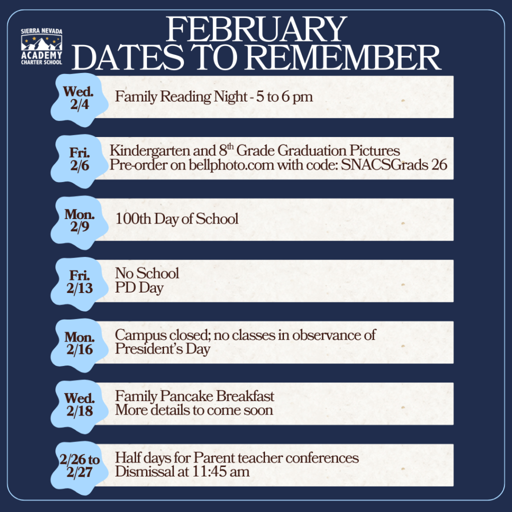 Events and dates for February 2026